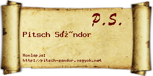 Pitsch Sándor névjegykártya